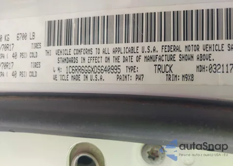 2013 Ram 1500 Slt из США, поврежденный, VIN 1C6RR6GGXDS640995